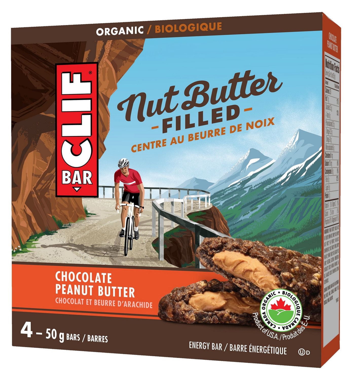 CLIF Bar Nut Butter Organic Chocolate Peanut Energy Bars