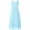 thumbnail image 4 of Miaeowve Robe de Demoiselle d'Honneur pour Fille Sans Manches en Mousseline Perlée, Robe de Demoiselle d'Honneur Junior, Robe de Fête de Mariage pour Filles, Bleu Pâle 12, 4 of 7