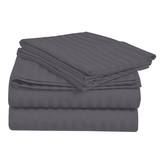 Beverly Hills Chevron Collection 1800 Series Ultra Soft Wrinkle Resistant Solid Color Sheet Set (King, Gray)