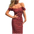 thumbnail image 1 of Ketyyh-chn99 Robes d'Été Grande Taille Robe Évasée à Fleurs Robe Mini Décontractée Ample Confortable à Rayures Manches Longues Longue Robe Rouge,G, 1 of 4