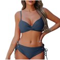 thumbnail image 1 of DPTALR Women Solid Color Sexy Backless Strap Bikini Swimsuit, 1 of 7
