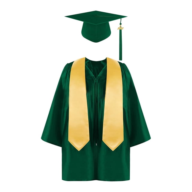 RXIRUCGD Ensemble de Costume de Performance de Graduation pour Enfants à Manches Longues et Filles Blouses Col Rond Ensembles (Vert, Taille : 5 Ans)