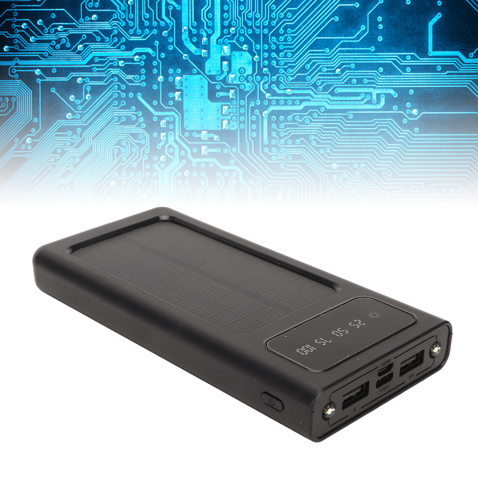 Solar Power Bank Support Power Display Dual Output Ports Portable 20000mAh Solar Phone Charger with Flashlight