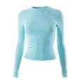 thumbnail image 4 of T-Shirts pour Femmes à Manches Longues Hauts à Manches Longues pour Femmes T-Shirts en Spandex Col Rond Crop Top Chandails de Compression pour Femmes Chemise à Manches Longues pour Femmes T-Shirt Basique Uni Hauts pour Femmes T-Shirts, 4 of 5