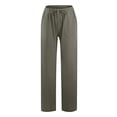 thumbnail image 5 of VEKDONE Women's Cotton Linen Long Pants Summer High Waisted Drawstring Straight Trousers Solid Color Loose Fit Wide Leg Pants with Pockets Lounge Pant Prime Day Deals, 5 of 5