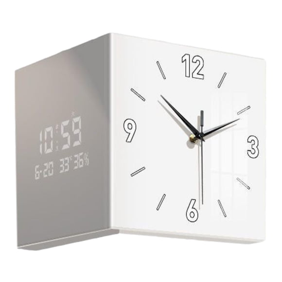 GROWTH TANK Corner Clock Angle Corner Clock Outdoor Wall Clock for Bedroom Kitchen Patio White