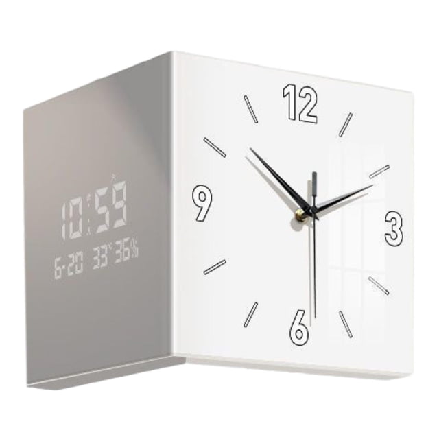 DOLITY Corner Clock Angle Corner Clock Outdoor Wall Clock for Bedroom Kitchen Patio White