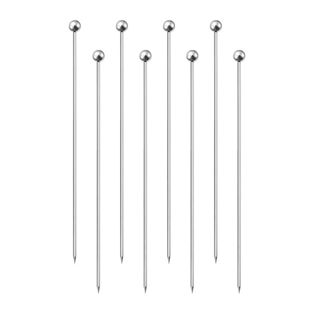 Unique Bargains Cure-Dents à Cocktail en Métal de 6 Pieds avec Têtes Rondes en Perles, Présentés en Ensemble de 8. Ces Pics à Cocktail en Acier Inoxydable Sont Durables, Résistants à la Rouille et Dotés d'Une Pointe Tranchante pour Percer Facilement les Aliments. Idéal pour Garnir les cocktails avec des olives, des Cerises Ou des Agrumes, Ainsi Que pour Servir des hors-D'œuvre, des sandwiches et Plus. Réutilisables et Lavables pour une Utilisation Pratique à Long Terme.