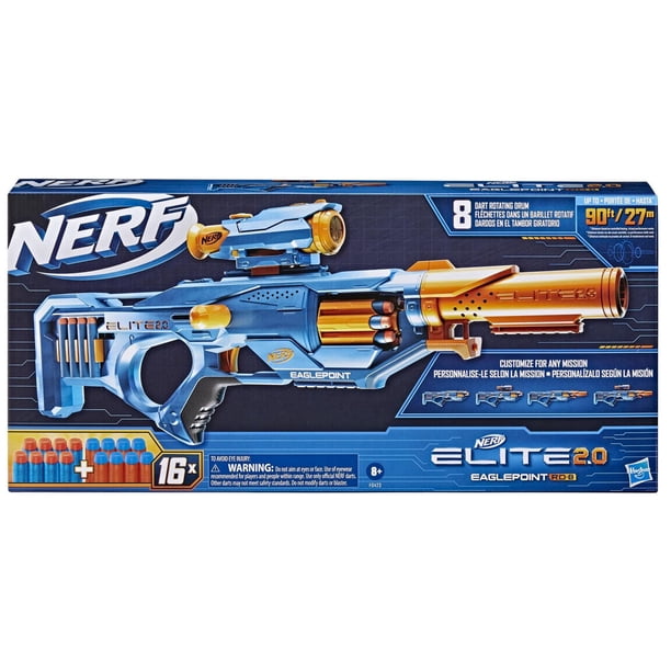 Nerf Elite 2.0 Eaglepoint RD-8 Dart Blaster, 8 Dart Drum, Nerf