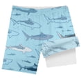 thumbnail image 3 of Sunnyoo Big Boys Shark Print Quick Drying Swim Trunks with Compression Liner, 3 of 4