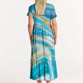 thumbnail image 4 of Fshaion Robe d'Été pour Femmes 2024 Grande Taille Décontractée à Manches Courtes Col Ras du Cou Robe Décontractée Fluide à Volants Maxi Robe de Plage avec Poches Robe Imprimée Liquidation à Moins de 10!, 4 of 7