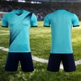thumbnail image 1 of RKSTN Soccer Maillot Enfants Manches Courtes Col Rond Chandail de Soccer avec Shorts Ensemble d'Uniforme d'Entraînement 2 Pcs Ensemble de Maillot de Soccer (Bleu Pâle, TP) Unisexe, 1 of 6