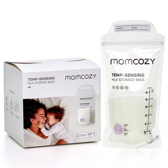 Momcozy Breastmilk Storing Bags, Temp-Sensing Discoloration Milk Storing Bags for Breastfeeding, Disposable Milk Storage Bag, 120 Bags