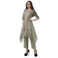 thumbnail image 3 of Moomaya Ensemble Kurti Kurta Pantalon pour Femmes Col Bateau Imprimé Robe 2 Pcs Tenue Ethnique, 3 of 6