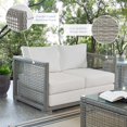 thumbnail image 4 of Modway Aura Causeuse de Patio Extérieure Moderne en Rotin et Tissu, Gris Blanc, 4 of 9