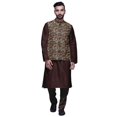thumbnail image 1 of Atasi Traditional Mens Dupion Silk Kurta Pajama Set With Nehru Jacket Men Wear, 1 of 3