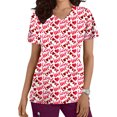 thumbnail image 1 of TIMIFIS Haut de Sarrau Rouge Femme Imprimé Manches Courtes Col en V Hauts Uniforme Saint-Valentin Imprimé Poches Blouse Soins Infirmiers avec Poches-Rouge Imprimé, 1 of 5