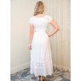 thumbnail image 4 of Women Renaissance Peasant Maiden Boho Inspired Cap Sleeve Lace Trim Maxi Dress, Cream, Medium, 4 of 5