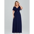 thumbnail image 1 of Plus Size Evening Dresses Long Elegant A Line V Neck Ruffles Chiffon Formal Wedding Party Dress Robe De Soiree, 1 of 8