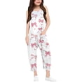 thumbnail image 1 of Girls Romper Bow Print Jumpsuits Rompers for Girls Casual V Neck Suspender Rompers with Pockets Girls Outfits Size 11-12 Y, 1 of 6