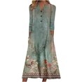 thumbnail image 2 of Babysbule Liquidation Robes d'Automne pour Femmes Mode Femmes Décontracté Élégant Col Rond Imprimé Été Manches Longues Poches Robe, 2 of 5