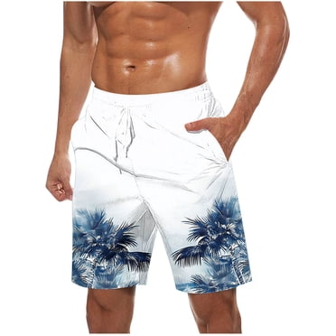 LMKIHUSA Men's Comfortable Beach Shorts Swim Trunks Board Shorts Summer Shorts Drawstring Elastic Waist Shorts Quick Dry Hawaii Style Shorts with Pockets Blue,XXL