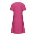 thumbnail image 5 of Nouvelle Robe d'Été Décontractée pour Femmes à Col Rond, Couleur Unie, Ample, Plissée à la Poitrine, Manches Courtes, Robe Décontractée à Col Rond avec Plis et Coupe Ample, Parfaite pour les Journées d'Été, Chaude et Confortable, 5 of 5