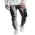 thumbnail image 1 of Men‘s Pockets Patchwork Cargo Trousers Color Block Casual Trousers Long Pants, 1 of 5