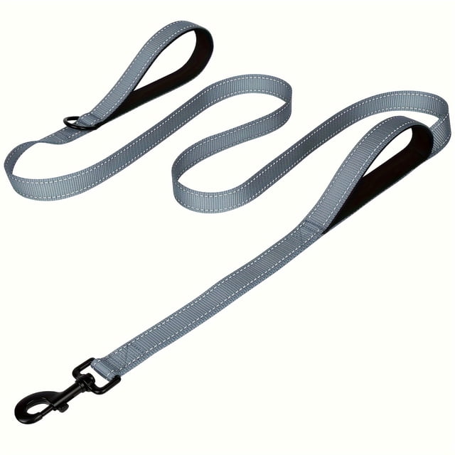 CNKOO Heavy Duty Double Handle Dog Leash with Reflective Strips for Night Safety - Large & Extra Large Breed Dog Walking & Training