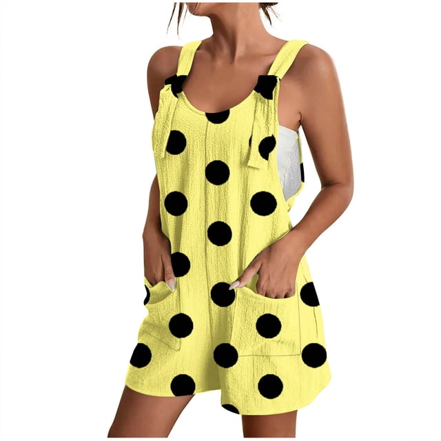 Penkiiy Combinaison Décontractée Sans Manches pour Femme, Polyester, Jaune, 2TG