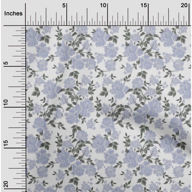 oneOone Viscose Chiffon Fabric Leaves & Floral Ikat Decor Fabric Printed BTY 42 Inch Wide