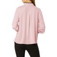 thumbnail image 4 of INSPIRE CHIC Women's Office Button Down Ruffle Stand Collar Long Sleeve Work Shirts, 4 of 6