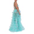 thumbnail image 3 of Fortune Women Tulle Skirt Solid Color Mesh Irregular Floor Length Party Skirt, 3 of 6
