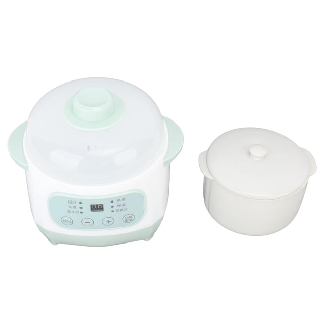 1L 200W Slow Cooker, Ceramic Interior, MultiFunction Timer Electric Stew Cooker for Cooking Timing Uniform Heating