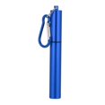 thumbnail image 4 of Paille à boire en acier inoxydable rétractable portable (étui en aluminium bleu, paille + brosse + mousqueton), 4 of 12