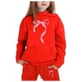 thumbnail image 1 of FhsagQ Outfits for Girls Children's Hoodie Set with Bow Print Little Girls Outfits Spring Spring Red 8-9 Years, 1 of 4