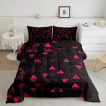 thumbnail image 2 of Erosebridal Ensembles de Couette Triangle Rouge Format Simple, Couettes et Duvets Géométrie Dégradée, Déco de Chambre pour Garçons, Réversible, 2 of 7