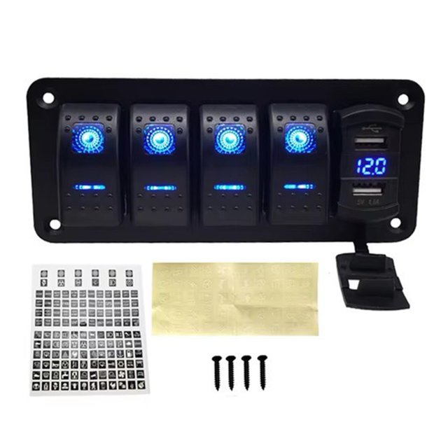 Yimiti Waterproof 5 6 8 Gang Rocker Switch Panel Led Light For Car Marine Boat 12V 24V-5 Gang