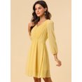 thumbnail image 4 of INSPIRE CHIC Robe en Chiffon Fluide à Manches Mi-Longues et Col en V pour Femmes, 4 of 6