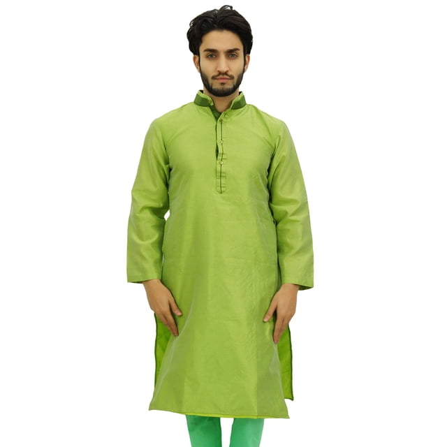 Atasi Dupion Classique pour Homme Vert Kurta Pyjama Tenue de Fête Chemise de Designer-L