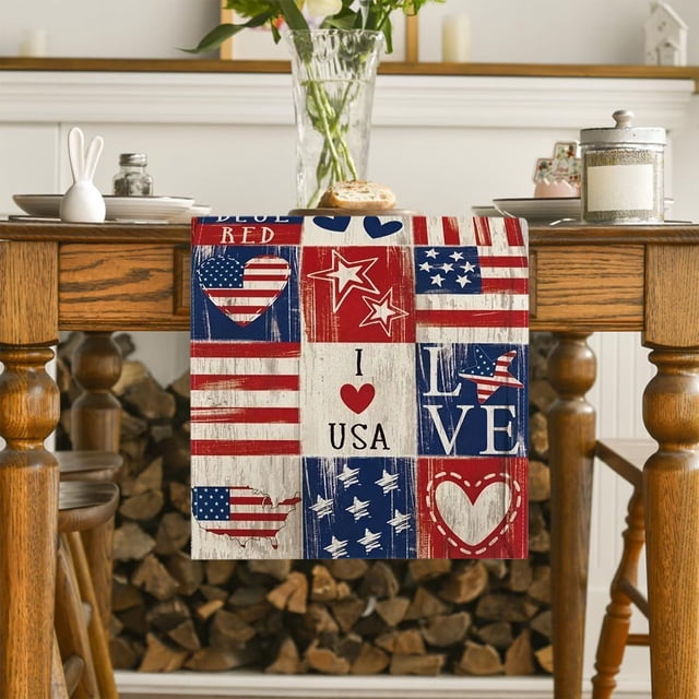 TopLLC Memorial Day Decorations,4Th of July Decorations, Patriotic Decorations Holiday Table Decoration With Traditional Color Linen Table runner