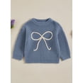 thumbnail image 4 of Gupgi Toddler Girls Fall Sweaters Kids Bowknot Embroidery Long Sleeve Round Neck Loose Knit Pullover 0-4 Years, 4 of 9