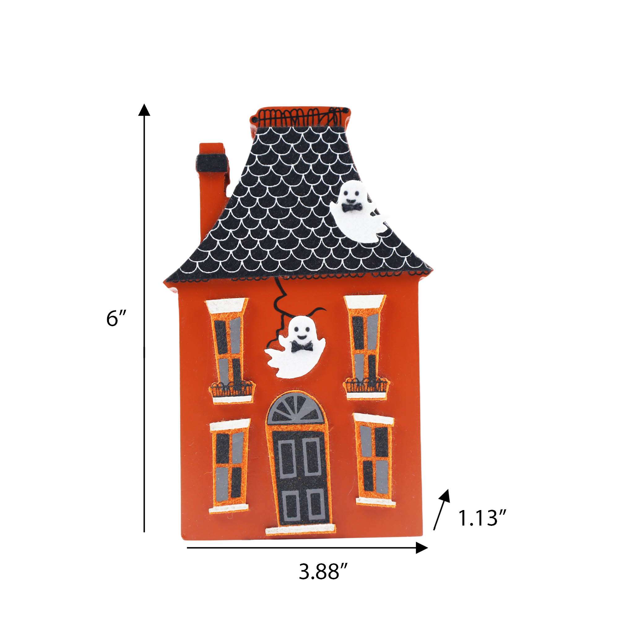 Way to Celebrate MDF Haunted House Decoration, 6 inch Height, Orange colour
