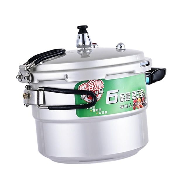 Luzkey Cooker Slow Cooker Cookware Portable Non Sticks for All Hob Types, a 20cm aluminum alloy pressure canner with a smooth, non-stick surface. Features a foldable handle, pressure-limiting valve, and compatibility with electric, induction, and gas stovetops. Suitable for kitchen and outdoor use.
