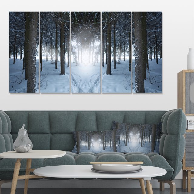 Winter Forest with Dark Woods - Landscape Canvas Art Print