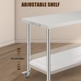 thumbnail image 4 of NSF Stainless Steel Work Table - 60x24x35 Inch - Adjustable Undershelf, With Casters, Tool Hooks, Straight Edge, No Back Plate, For Kitchen, Garage & Home, 4 of 6