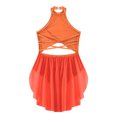 thumbnail image 4 of Raenseen Robe de Danse Ballet Jazz pour Filles, Justaucorps de Patinage Artistique, Strass Brillants, Robe de Bal Sans Manches, Orange Fluorescent 14, 4 of 5