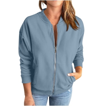 Timegard Chandails pour Femmes à Fermeture Éclair Vestes à Manches Longues d'Automne Décontractées Amples Confortables Manteaux avec Poches