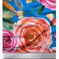 thumbnail image 1 of Soimoi Poly Georgette Fabric Leaves & Rose Flower Printed Fabric 1 Yard 42 Inch Wide, 1 of 3