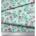 thumbnail image 2 of Soimoi Tissu en Velours Feuilles & Fleurs Roses Imprimé 1 Yard 58 Pouces de Large, 2 of 3